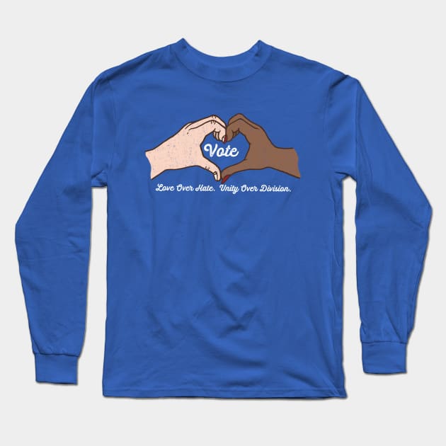 Vote Love Over Hate - Heart Hands Long Sleeve T-Shirt by Jitterfly